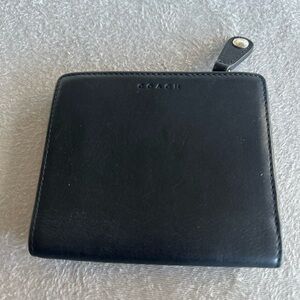 Coach Black Leather Zip Wallet